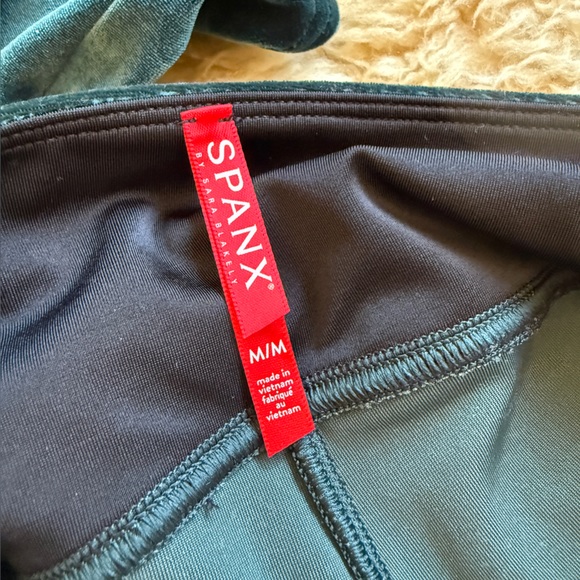 SPANX Emerald Green Velvet High-Waisted Leggings - Picture 5 of 5